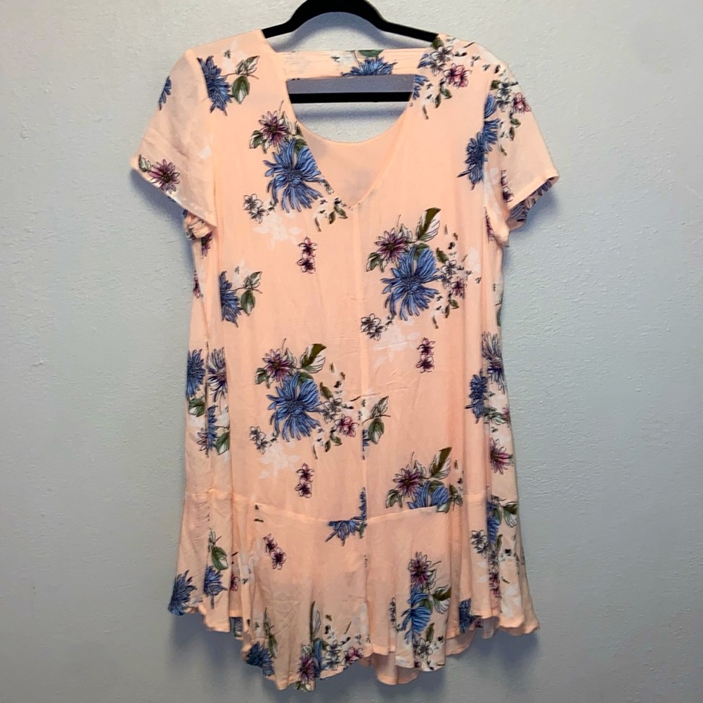 Altar'd State  Pink Floral Deep V Open Back Cottagecore Dress 3071 - Picture 5 of 9